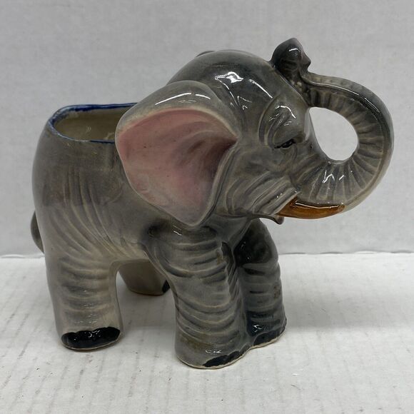 Vintage Florart Elephant Planter Hand Decorated Japan Ceramic - Picture 3 of 12
